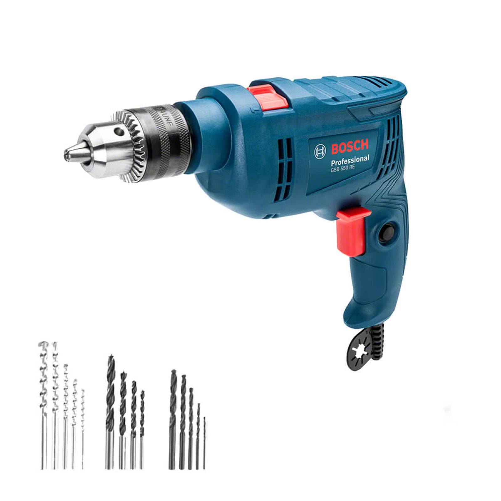 36470401-1600-1600 Furadeira de Impacto 1/2" (13mm) 550W GSB550RE com 14 Brocas Bosch - Imagem 1